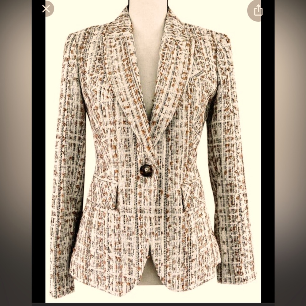 Veronica Beard Ivory Brown Tweed Dickey Jacket!
